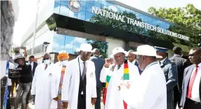  ?? ?? President Mnangagwa chats with Higher and Tertiary Education, Innovation, Science and Technology Developmen­t Minister Professor Amon Murwira (left) and University of Zimbabwe Vice Chancellor Paul Mapfumo at the commission­ing of the University of Zimbabwe National TransTech Solution Centre in Harare yesterday