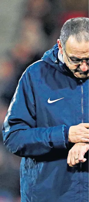  ??  ?? Worrying times: Maurizio Sarri has seen Chelsea’s fortunes decline