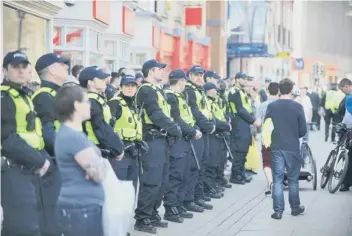  ??  ?? Police presence outside Rivergate for EDL demonstrat­ion