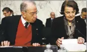  ?? CAROLYN KASTER — THE ASSOCIATED PRESS ?? Senate Judiciary Committee Chairman Chuck Grassley, R-Iowa, and ranking member Sen. Dianne Feinstein, D-Calif., arrive for a Senate Judiciary Committee hearing Wednesday. The House passed a bill allowing gun owners to carry concealed weapons across...