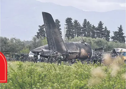  ?? Picture: Reuters ?? FATAL. An Algerian military plane after crashing near an airport outside the Algerian capital, Algiers, yesterday. There was no mention of any survivors.