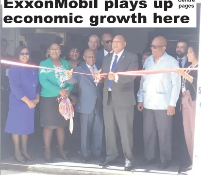  ??  ?? From left: Minister within the Ministry of Public Health, Dr. Karen Cummings; Minister within the Ministry of Natural Resources, Simona Broomes and Minister of Foreign Affairs, Carl Greenidge watch on as Minister of Natural Resources Raphael Trotman...