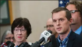  ?? ?? Rep. Jared Golden, D-maine, speaks Thursday during a news conference in the aftermath of a mass shootings in Lewiston, Maine.