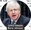  ?? ?? COVID SNAGS: Boris Johnson