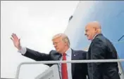  ?? AP FILE ?? US President Donald Trump and his national security advisor HR McMaster board Air Force One.