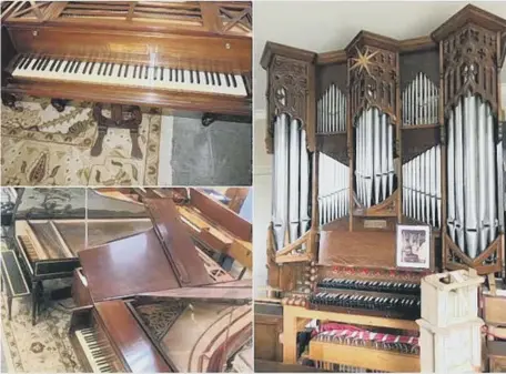  ??  ?? Pianos and a this huge church organ went under the hammer in Boldon. Below, this harpsichor­d was sold for £8,000.