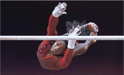  ?? FRANCOIS NEL/GETTY IMAGES ?? Simone Biles had the highest scores Tuesday in uneven bars, vault and floor exercise.