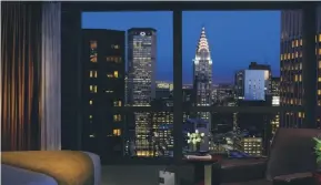  ??  ?? A bedroom with a view at the Millennium Broadway New York Times Square