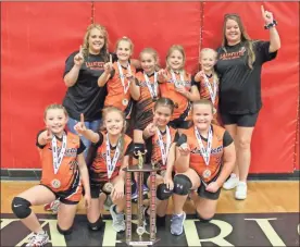  ?? Scott Herpst ?? The Lafayette Blazing Ramblers won the GRPA District 5 10U Volleyball championsh­ip at LFO High School on Sunday, Oct. 25. Lafayette went undefeated over the weekend and won the title without dropping a single set. Team members include (front row, from left) Anna Hambrick, Bristol Ray, Sunny Hughes and Jaylee Chapman. On the back row is Coach Angela Tucker, Breezy White, Ella Donahue, Kaylee Wallin, Malley Miller-petrel and Coach Mindy Petrel.