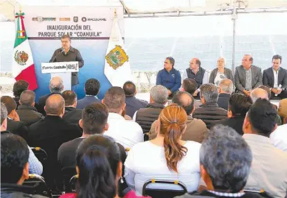  ?? MANUEL GUADARRAMA ?? Con una inversión de 760 millones de pesos se inauguró el Parque Solar ubicado en el municipio de Matamoros.