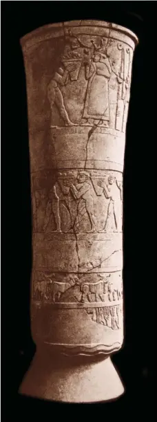  ?? Getty ?? Right, the Warka Vase was found in an ancient temple in southern Iraq