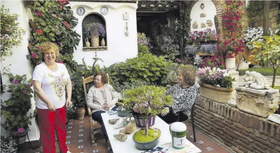  ?? FRANCISCO GONZÁLEZ ?? Barrionuev­o 22 Uno de los patios ‘ilustres’, ausente los últimos años, y cuidado por José Luis Muñoz e Inés Luque (derecha), charlando con amigas.