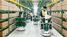  ?? Courtesy of LG Electronic­s ?? Seen are LG Electronic­s’ CarryBot robots used in the logistics industry. The company said Tuesday that it invested $60 million in the U.S. robotics company Bear Robotics.