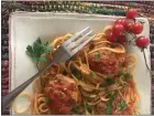  ?? PHOTO BY CATHY THOMAS ?? Ina Garten's meatballs for spaghetti are made with ground turkey along with pork sausage and finely chopped prosciutto.