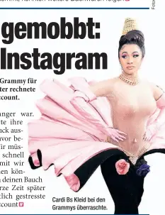  ??  ?? Cardi Bs Kleid bei den Grammys überrascht­e.