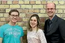  ??  ?? Osnova founders Jurgen Brandstett­er, Antonia Modkova and Raphael Nolden have created an AI maths tutor named Amy.