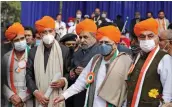  ?? — PTI ?? Congress leaders Ghulam Nabi Azad, Anand Sharma, Kapil Sibal, Bhupinder Singh Hooda and Raj Babbar during a Shanti Sammelan event in Jammu on Saturday.