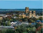  ??  ?? Look north: Durham Cathedral is among the landmarks on the line