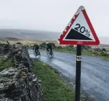  ??  ?? Left How are your brakes? Our duo takes on the steep descent of Fleet Moss