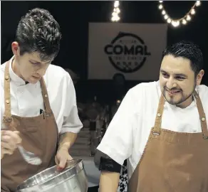  ??  ?? Chefs Matthew Marcotte, left, and Israel Alvarez of COMAL pop-up restaurant are preparing to deliver some of their patented Taco Therapy.