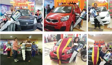  ??  ?? REZEKI NOMPLOK: Para pemenang Undian Bulanan BG Junction 2015. Mereka mendapatka­n hadiah utama mobil seperti Suzuki Karimun Wagon, Kia Morning, dan Daihatsu Sirion.