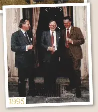  ??  ?? 1995 Above: the first Field Cocktail Party at Harewood House; CLA president Hugh Duberly and Environmen­t Minister John Gummer are greeted by Editor Jonathan Young