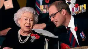 ?? AP, FILE ?? The Queen and grandson Prince William. As he turns 40 this week, William is assuming an increasing­ly central role in the royal family as he prepares for his eventual accession to the throne.