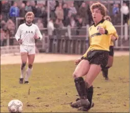  ??  ?? Maidstone in action at their former London Road ground. Read about its demise in Fred Atkins’ new book. Inset left, Mark English