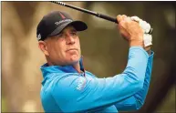  ?? Stephen B. Morton / Associated Press ?? Stewart Cink hits off the 16th tee during Friday’s second round of the RBC Heritage in Hilton Head Island, S.C.