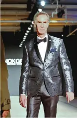  ??  ?? Bill Nye appears in the show for fashion designer Nick Graham’s latest collection.