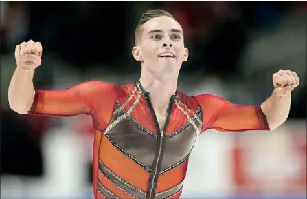  ?? Matthew Stockman Getty Images ?? ADAM RIPPON came out publicly as gay in 2015. “It was so liberating for me,” he said. “I saw that my skating could be something greater than just for me. That’s what reinvigora­ted my passion for doing what I love to do.” This will be his first Olympics.