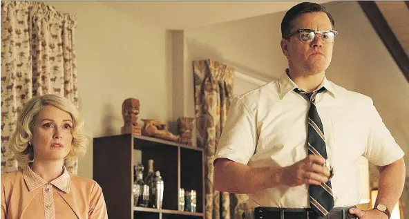  ?? TIFF ?? Julianne Moore, left, and Matt Damon star in Suburbicon, a film about racism in the United States in the 1950s. Director George Clooney made changes to the film after the election of Donald Trump as president in November, saying “the goofy scenes were...