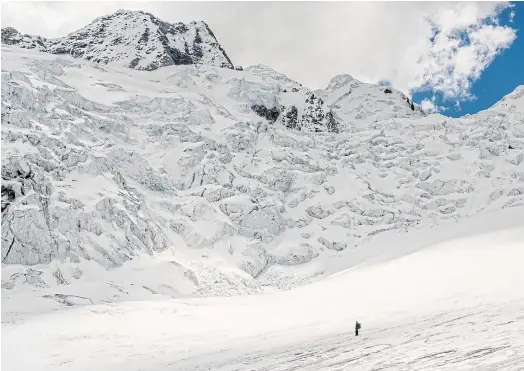  ??  ?? MELTDOWN: The Gueshgue glacier on Cordillera Blanca mountain in Peru. Of the world’s glaciers, those in this part of South America will be first to melt.