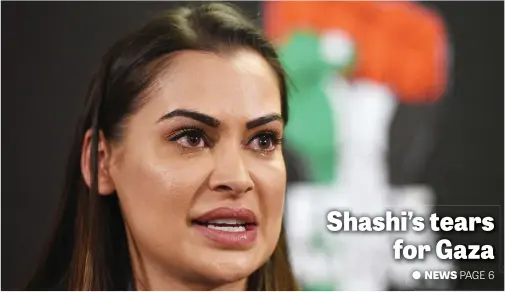  ?? Picture: Michel Bega ?? Model and social media influencer Shashi Naidoo breaks down during a press conference in Johannesbu­rg yesterday, where she promised to go on a ‘fact-finding mission’ to Palestine after a social media backlash when she referred to Gaza as a ‘sh*thole’...