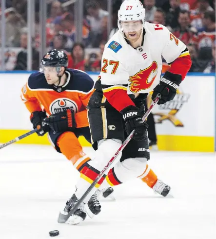  ?? CODIE MCLACHLAN/GETTY IMAGES ?? Calgary Flames defenceman Dougie Hamilton is only 24 but he has already played 399 regular season NHL games, racking up 57 goals and 150 assists since first taking the ice with the Boston Bruins at the age of 19 after being drafted ninth overall in 2011.