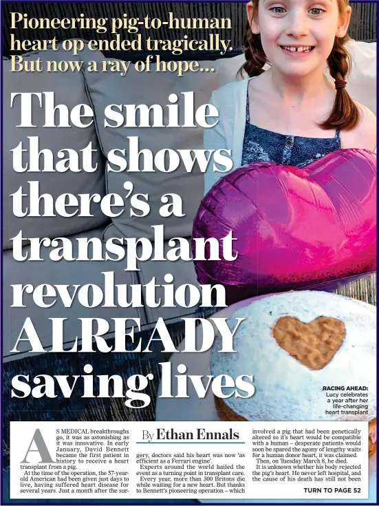  ?? ?? RACING AHEAD: Lucy celebrates a year after her life-changing heart transplant