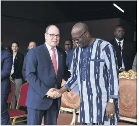  ?? (Photos Manuel Vitali) ?? Le souverain monégasque et le président du Burkina Faso, Roch Marc Christian Kabore.