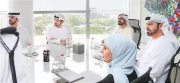  ??  ?? WAM Shaikh Mohammad Bin Rashid at the launch of the Emirates Blockchain Strategy 2021. Shaikh Mohammad said embracing this future technology would boost the quality of life in the UAE