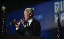  ?? BLOOMBERG PIC ?? United States President-elect Joe Biden addressing the nation last Saturday. His election win has provided a boost to the FTSE Bursa Malaysia KLCI.