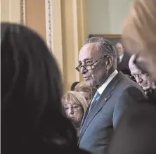  ?? ANNA MONEYMAKER/THE NEW YORK TIMES ?? Sen. Chuck Schumer has taken heat for remarks Wednesday outside the Supreme Court.