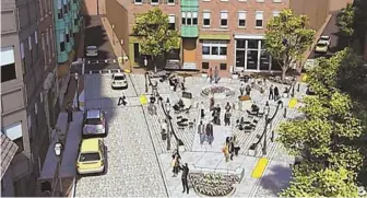  ?? RENDERING COURTESY OF CITY OF BOSTON ?? NEW BLOCKS: Hub officials are investing $2.5 million to install new cobbleston­es and add green space to North Square.