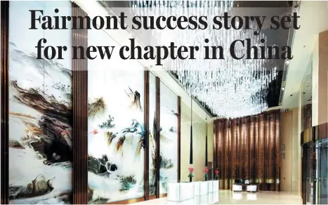  ?? PHOTOS PROVIDED TO CHINA DAILY ?? A Shu embroidery centerpiec­e is presented in Fairmont Chengdu’s lobby.