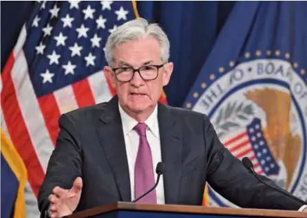  ?? ?? United States Federal Reserve Board Chairman Jerome Powell speaks at a news conference in Washington, DC, on Wednesday. — AFP
