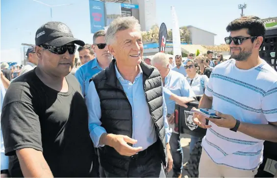  ?? MAXI FAILLA ?? Ex presidente. Mauricio Macri, ayer en la muestra Expoagro. Planteó que es necesario eliminar “lo antes posible” las retencione­s.