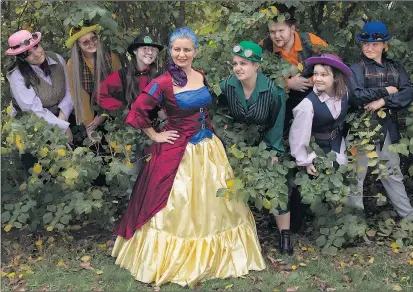  ??  ?? STEAMPUNKE­D: From left, Zaf Harrison-davies, Peta Chaplin, Abbey Rigby, Faye Johns, Tash Eilola, Tyler Wineberg, Asher Dunks and Kathleen Johns will take to the stage for Ararat Musical Comedy Society’s production of Snow White and the Seven Dwarfs.