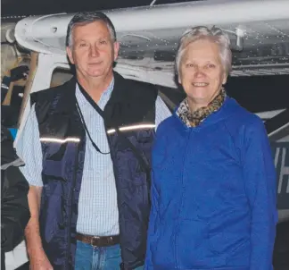  ??  ?? Doug Braund and wife Joan. Below: Wreckage of his Cessna plane in Brooklet yesterday.