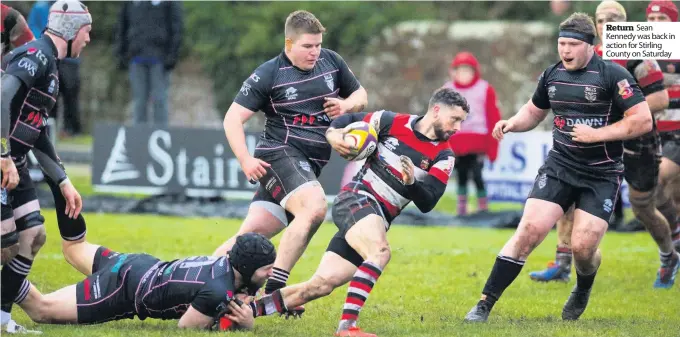  ??  ?? Return Sean Kennedy was back in action for Stirling County on Saturday