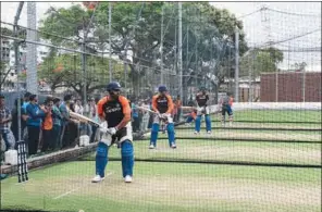  ?? (PHOTOGRAPH: BCCI/TWITTER) ?? Rohit Sharma and others practise during the nets session.