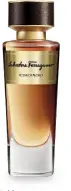  ??  ?? Salvatore Ferragamo Tuscan Creations Testa di Moro. Creato da Fabrice Pellegrin, a base d’incenso, pepe rosa, frutti secchi, zafferano, pelle, sandalo (100 ml, 220 €)