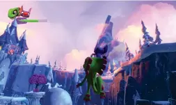  ??  ?? Above Flying overpowere­d? Playtonic’s solution: make the controls horrible!